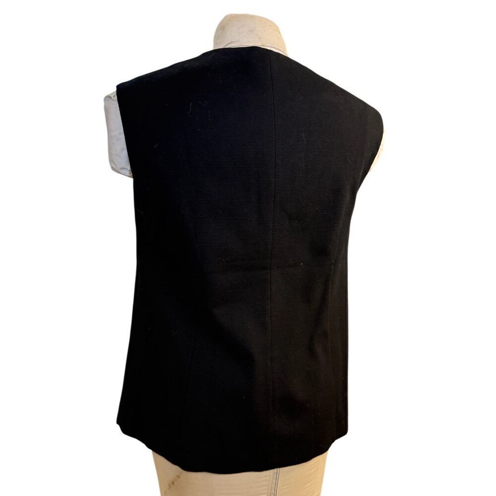 NWOT Talbots Textured Vest Sz. 10P Black Gold Buttons Sleeveless Long - Picture 6 of 12